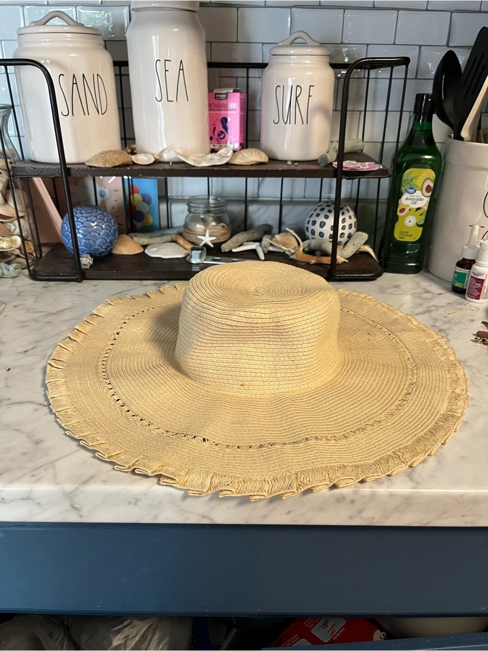 Auguste the Label vintage  Beige Woven Wide-Brim Sun Hat